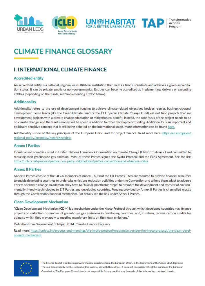 TAP Climate Finance Glossary
